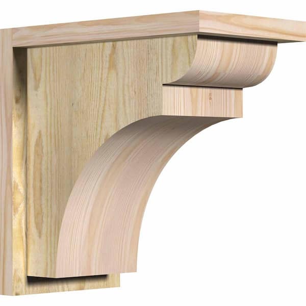 Ekena Millwork 8 in. x 14 in. x 14 in. Douglas Fir Yorktown Rough Sawn Corbel with Backplate