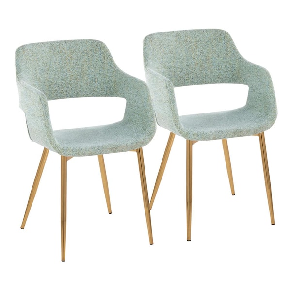 Lumisource Margarite Light Green Fabric and Gold Metal Armchair (Set of 2)