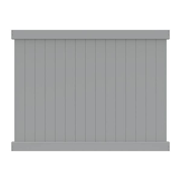 Barrette Outdoor Living Bryce 6 ft. x 8 ft. Gray Privacy Flat Vinyl Framed Fence Panel