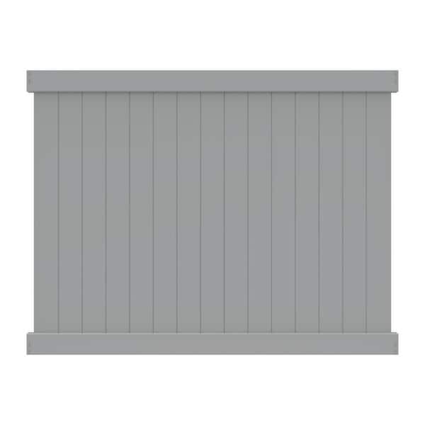 Bryce 6 ft. x 8 ft. Gray Privacy Flat Framed Vinyl Fence Panel