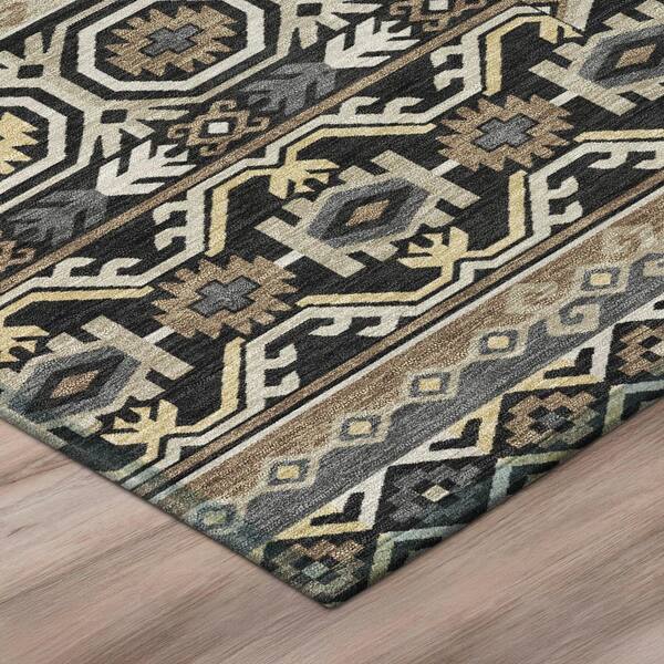 Chantille Machine Washable Indoor/Outdoor Abstract ACN3157 Black 8 ft. x 10 ft. Area Rug