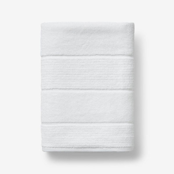 Company Cotton White Textured Stripe Bath Towel