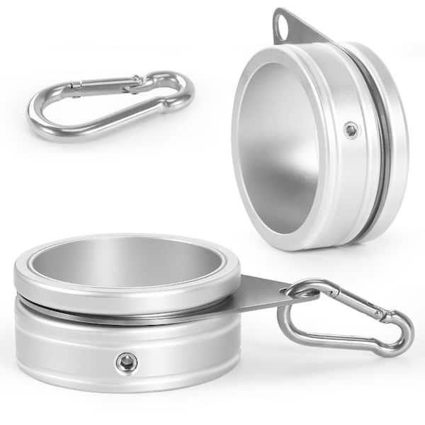 2 in. Aluminum Alloy Swivels 360° Flag Pole Rings with Carabiner, Silver (2-Pack)