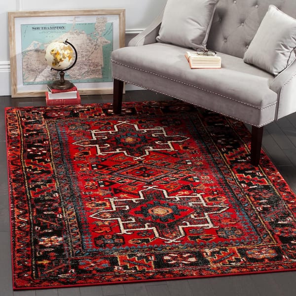 Vintage Hamadan Red/Multi 8 ft. x 8 ft. Floral Border Square Area Rug