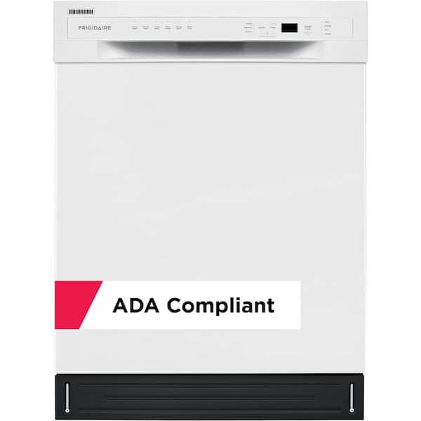 Frigidaire 24 in. White Front Control Tall Tub Dishwasher with Stainless Steel Tub, 52 dBA