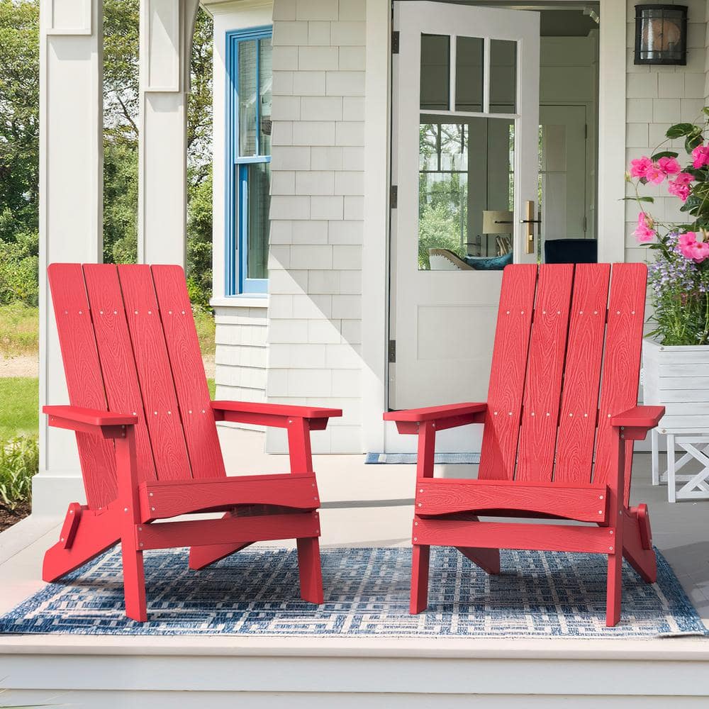 LUE BONA Bright Red Plastic Modern Folding Adirondack Outdoor Chair   Plastic Adirondack Chairs 2flo Re0076 64 1000 