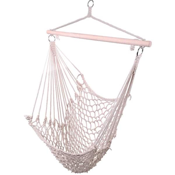 ATENGNES 49.6 in. Portable Hammock Rope Chair Outdoor Hanging Air Swing in Beige