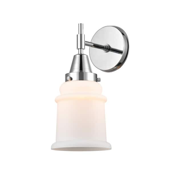 Innovations Canton 1-Light Polished Chrome, Matte White Wall Sconce with White Glass Shade