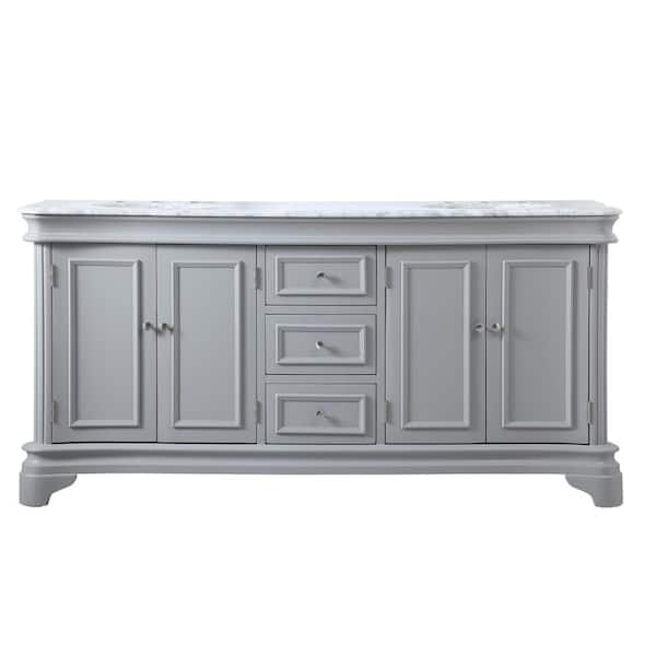 Unbranded Simply Living 72 in. W x 21.5 in. D x 35 in. H Bath Vanity in Grey with Cararra White Marble Top