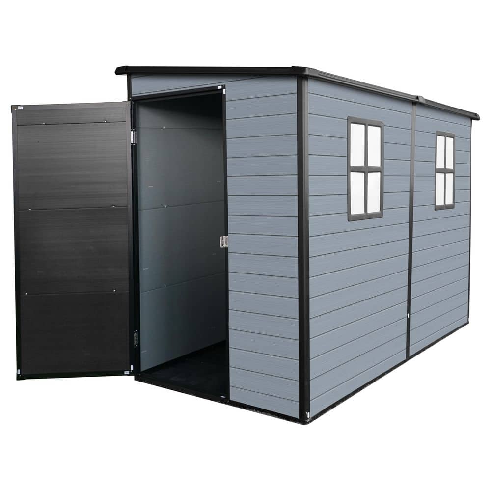 8ft. W x 4ft. D Resin Outdoor Storage Shed with Single Pitched Roof Lockable Door Windows (32 sq. ft. ) in Gray price history on PriceWatchPro