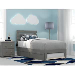 Oxford GreyTwin Bed with USB Turbo Charger and Twin Trundle