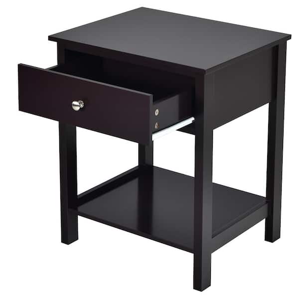 1-Drawer Brown Nightstand Wooden Bedside Sofa Side Table 23 in. x 19 in. x 16 in.