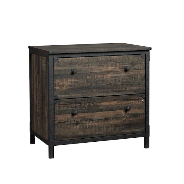 SAUDER Steel River Carbon Oak Decorative Lateral File Cabinet with Metal Frame