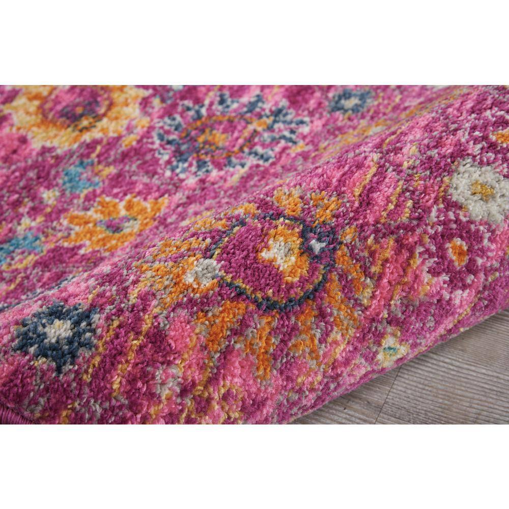 Fuchsia Floral Geometric Synthetic Runner Rug 1'10" x 6'