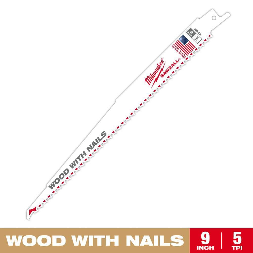 Milwaukee 9 in. 5 TPI Wood Cutting BiMetal SAWZALL Reciprocating