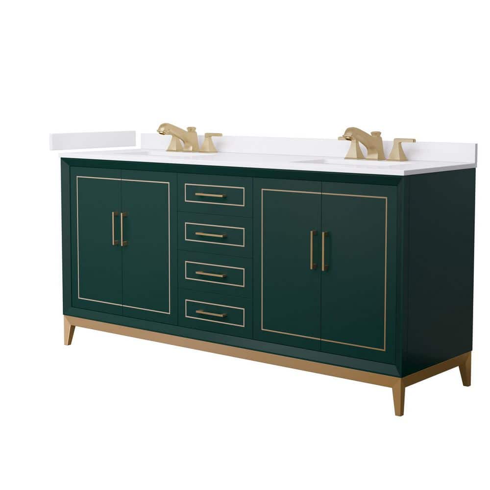 Marlena 72 in. Double Freestanding Green Bath Vanity with White Cultured Marble Top Assembled price history on PriceWatchPro
