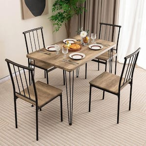 5-Piece Natural Wood Dining Table Set for Small Space Kitchen Table Set Seats 4