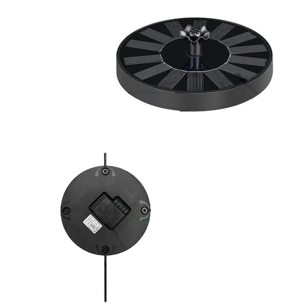 6.3 in. Dia Black Glass Solar Bird Bath Fountain Spray Height Adjustment 6 Nozzles for Bird Bath Garden Pool Pond