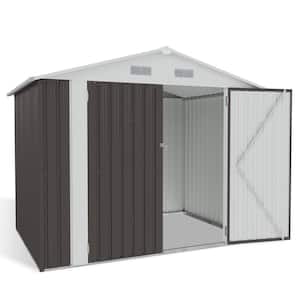 8ft. W x 6ft. D Outdoor Galvanized Steel Storage Metal Shed with Double Lockable Doors and Air Vents for Lawn 48 sq. ft.