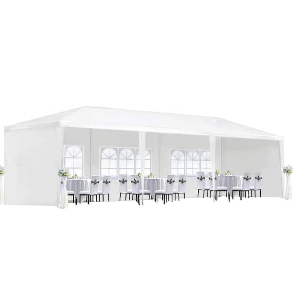 10 ft. x 30 ft. White Wedding Party Canopy Tent Outdoor Gazebo with 5 Removable Sidewalls