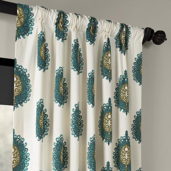 Exclusive Fabrics Furnishings Mayan, Teal Cotton Curtains