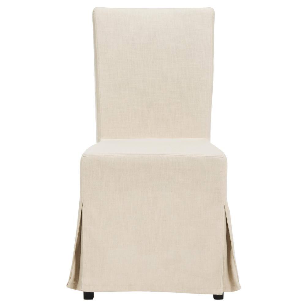 Beige Linen Parsons Chairs with Slipcover Set of 2