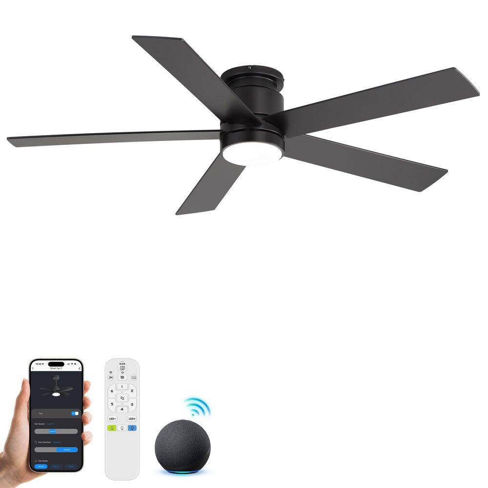 Propeller 52 in. Standard Black Smart Ceiling Fan with LED Light Remote Included APP Control price history on PriceWatchPro