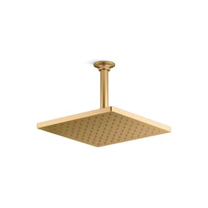 Honesty 1-Spray Patterns with 2.5 GPM 10 in. Wall Mount Fixed Shower Head in Vibrant Brushed Moderne Brass