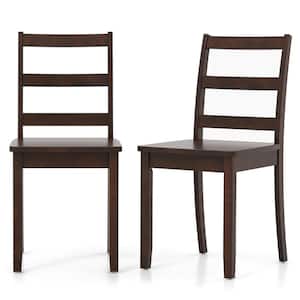 Brown Dining Chairs Ladder Back Armless Side Chair w/Solid Rubber Wood Legs Set of 2