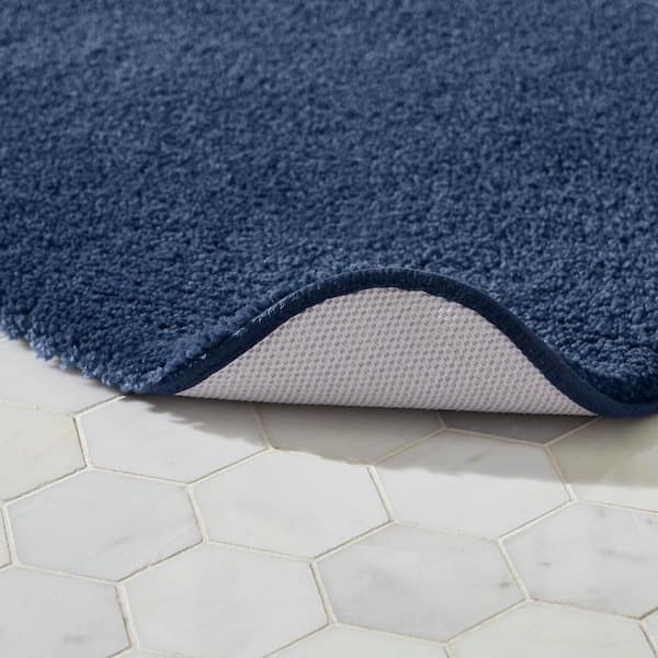 Home Decorators Collection 20 in. x 34 in. Aqua Green Textured Border Cotton Machine Washable Bath Mat, Blue