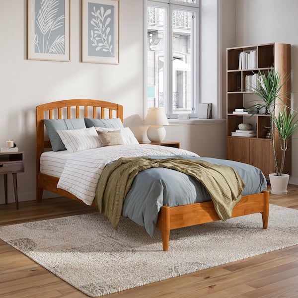 AFI Quincy Light Toffee Natural Bronze Solid Wood Frame Twin XL Low Profile Platform Bed