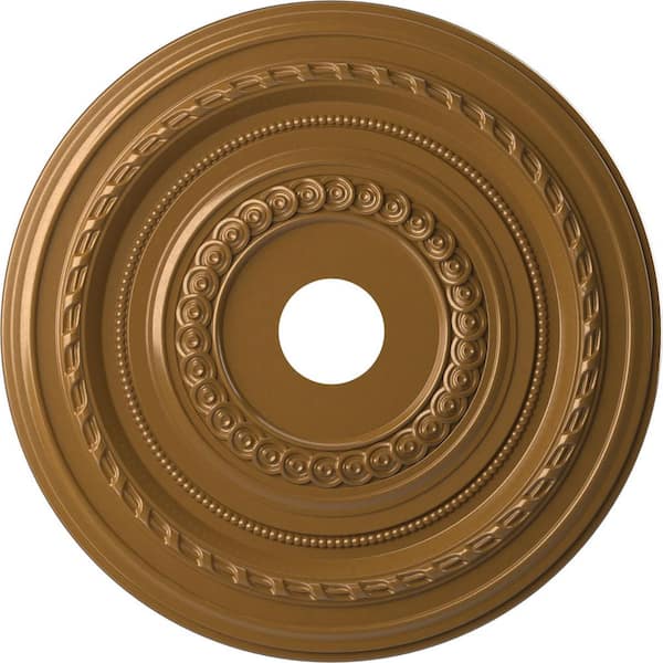 Ekena Millwork 22 in. O.D. x 3-1/2 in. I.D. x 1 in. P Cole Thermoformed PVC Ceiling Medallion in Universal Aged Metallic Vintage Gold