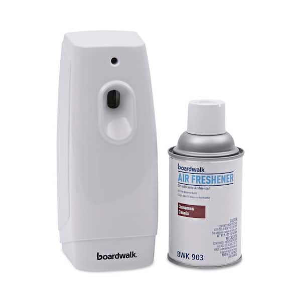 Boardwalk 5.3 oz. Cinnamon Sunset Automatic Air Freshener Dispenser Starter Kit, White