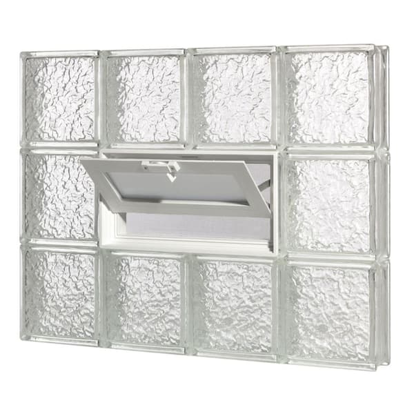 Pittsburgh Corning 18 in. x 22 in. x 3 in. GuardWise Vented IceScapes Pattern Glass Block Window