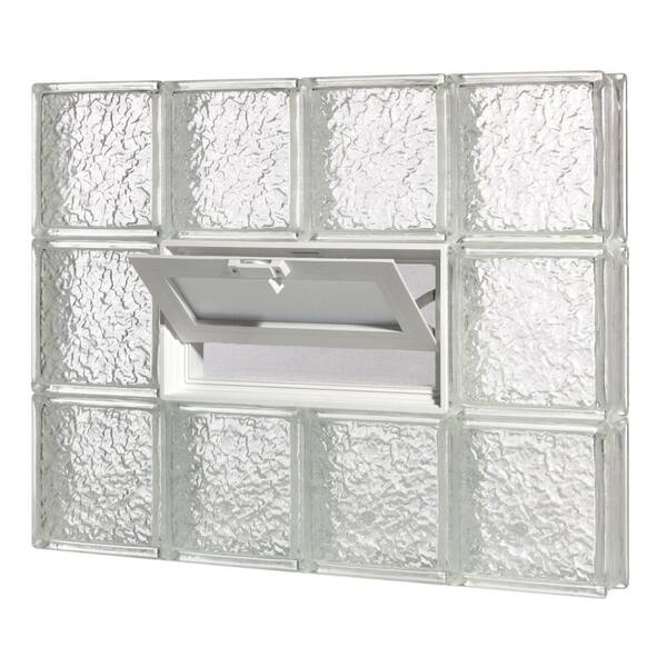 Pittsburgh Corning 18 in. x 40 in. x 3 in. GuardWise Vented IceScapes Pattern Glass Block Window
