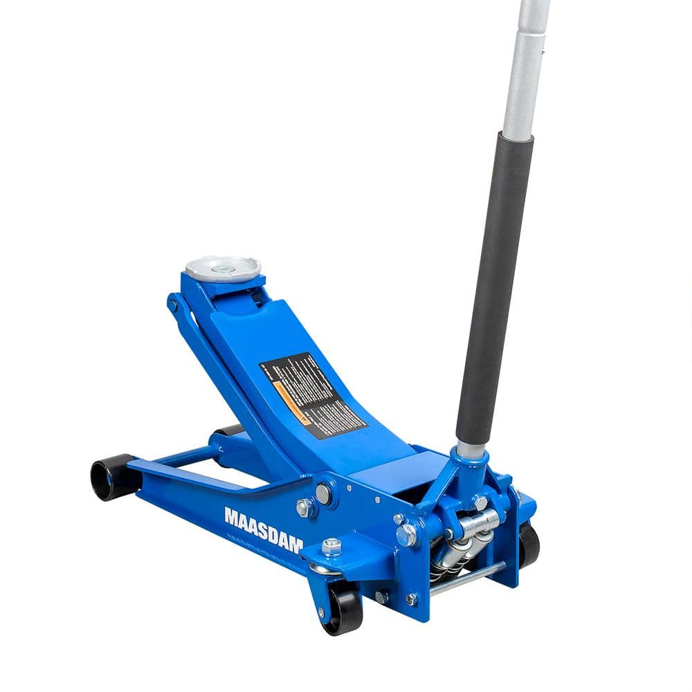 Maasdam 3-Ton Low Profile Floor Jack with Quick Lift in Blue