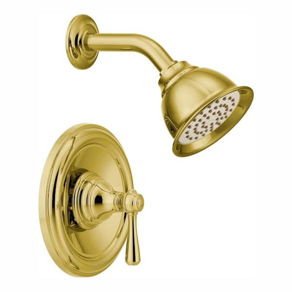 MOEN Kingsley Posi-Temp Single-Handle Eco-Performance Shower Trim Kit in Polished Brass (Valve Not Included)
