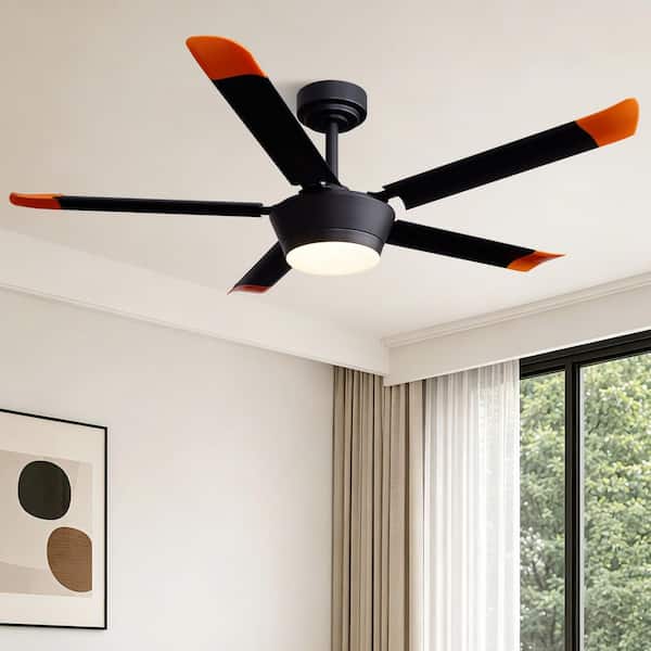 52 in. Brushed Nickel Downrod Mount Leaf Ceiling Fan with LED Light and Remote, Dimmable and Reversible Quiet Motor