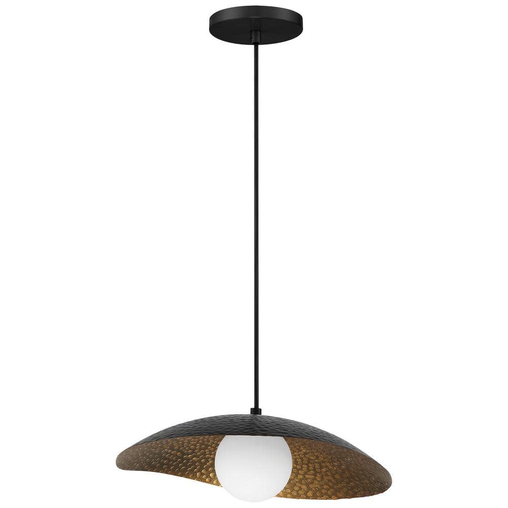 Yates 4.5-Watt 1-Light Black Shaded Pendant Light