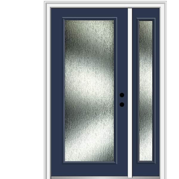 MMI Door 48 in. x 80 in. Left-Hand Inswing Rain Glass Naval Fiberglass Prehung Front Door on 6-9/16 in. Frame