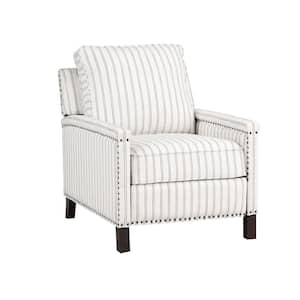Boone White and Gray Strip Textured Fabric Upholstered Push Back Recliner