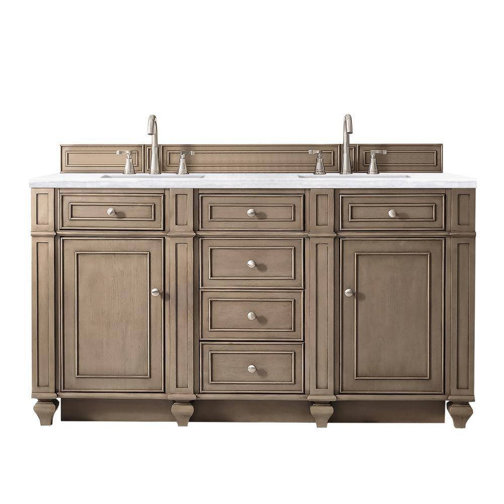 Bristol 60" Dark Wood Double Vanity with Arctic Fall Top