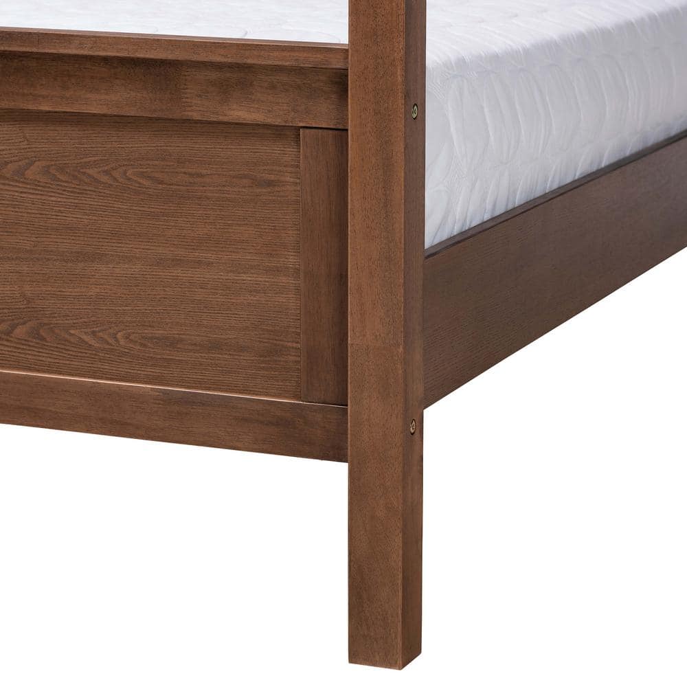 Luxurious Gray Tufted Queen Platform Bed with Walnut Wood Frame