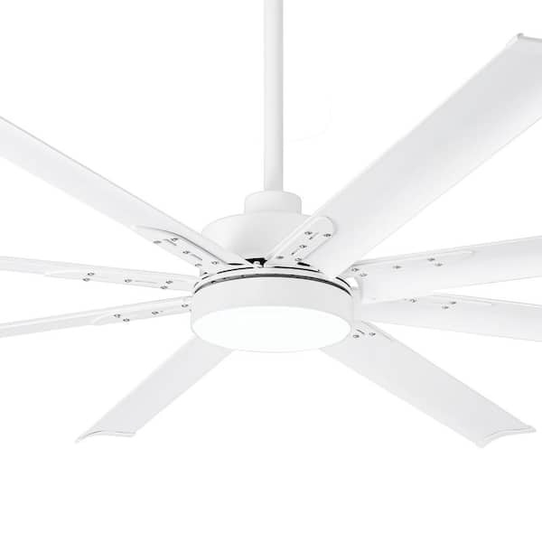 Barnn 72 in. White Ceiling Fan with 3-Color Light, 8 Aluminum Blades, DC Motor, 6-Speed Remote,Timer & Memory Function