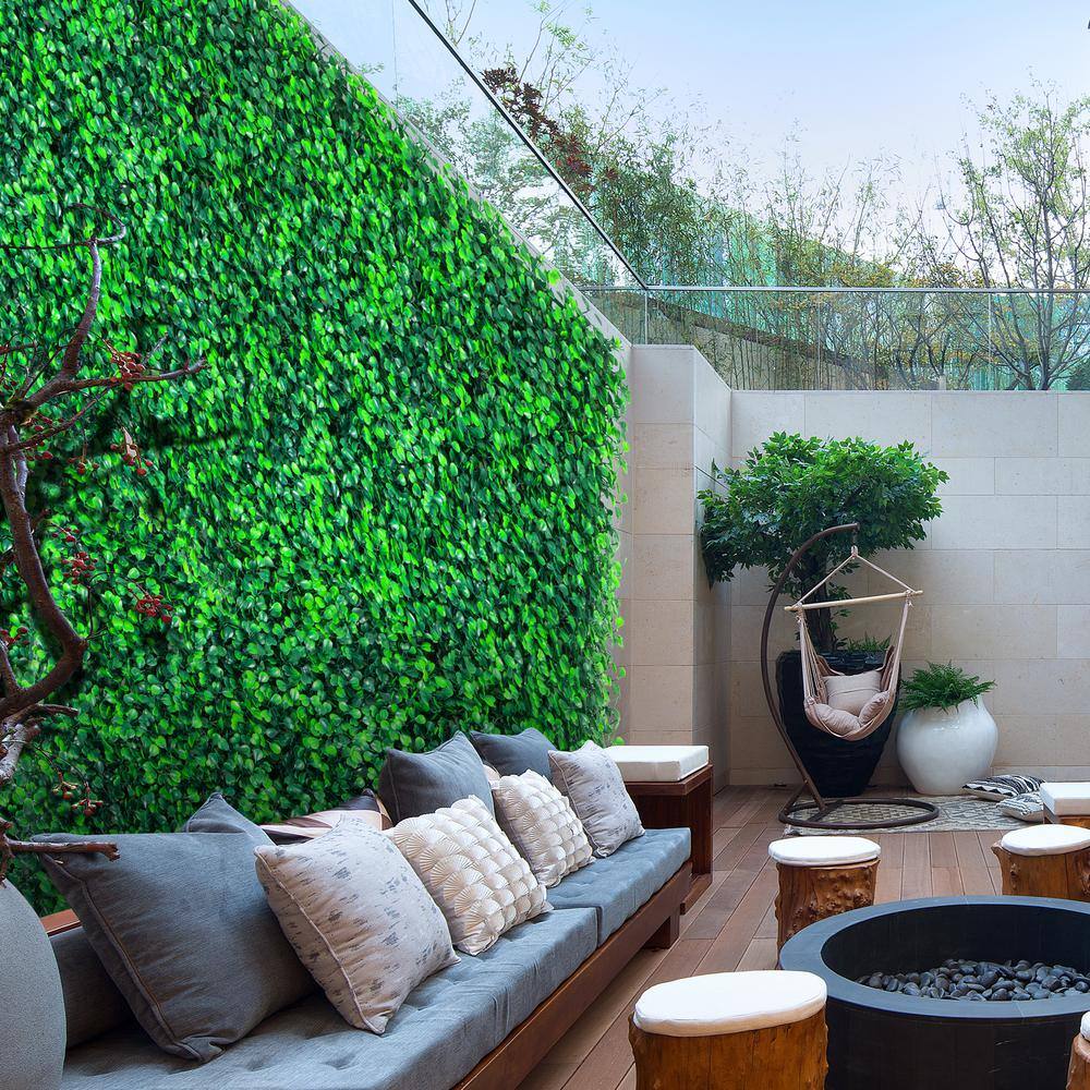 Green Artificial Boxwood Panels with Lights for Outdoor Decor