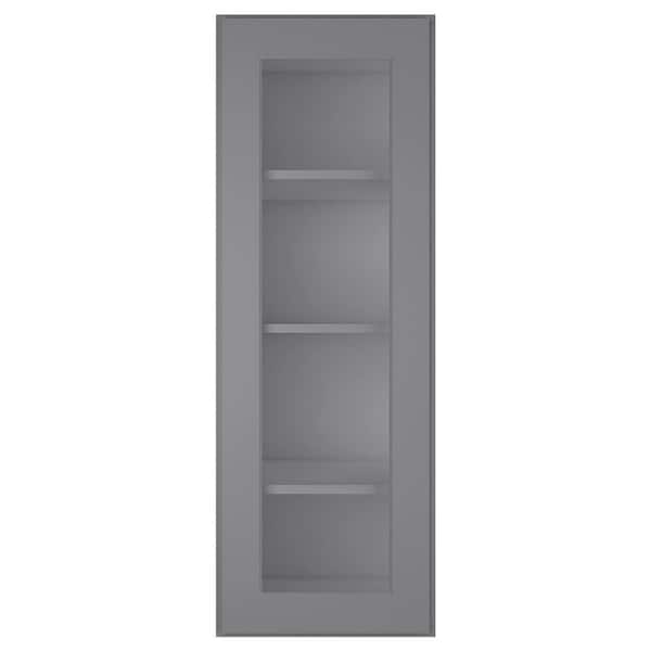 15 in. W X 12 in. D X 42 in. H in Shaker Gray Plywood Ready to Assemble Wall Kitchen Cabinet with 1-Door 3-Shelves