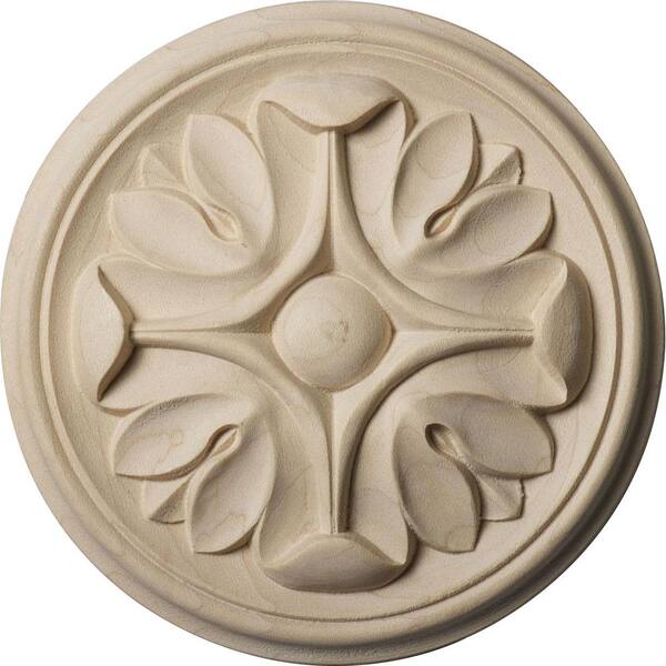 Ekena Millwork 1/2 in. x 4-1/4 in. x 4-1/4 in. Unfinished Wood Maple Raymond Rosette