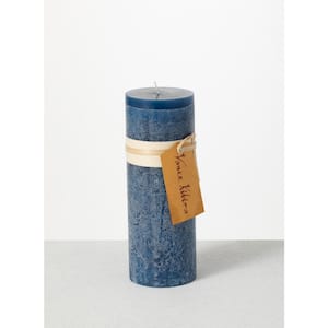 9 in. English Blue Timber Pillar Candle