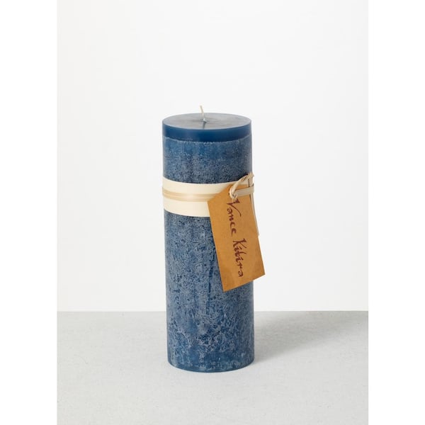 Vance Kitira 9 in. English Blue Timber Pillar Candle