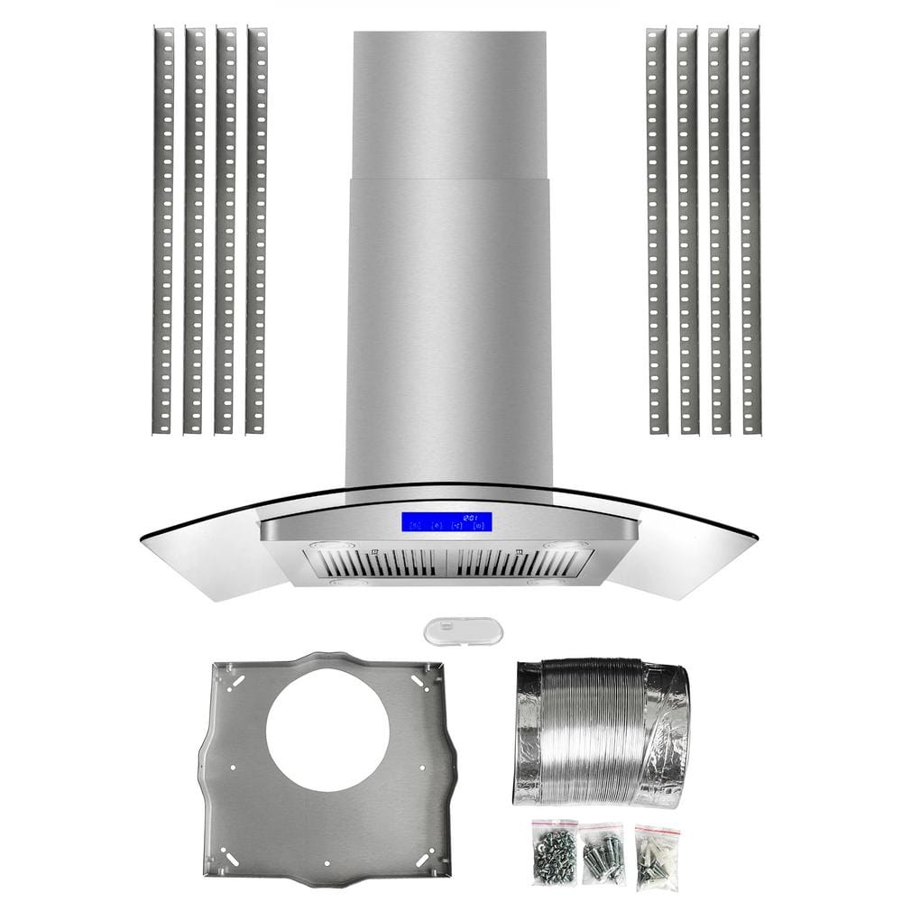 Cosmo 36" Stainless Steel Convertible Island Range Hood with LED Lighting